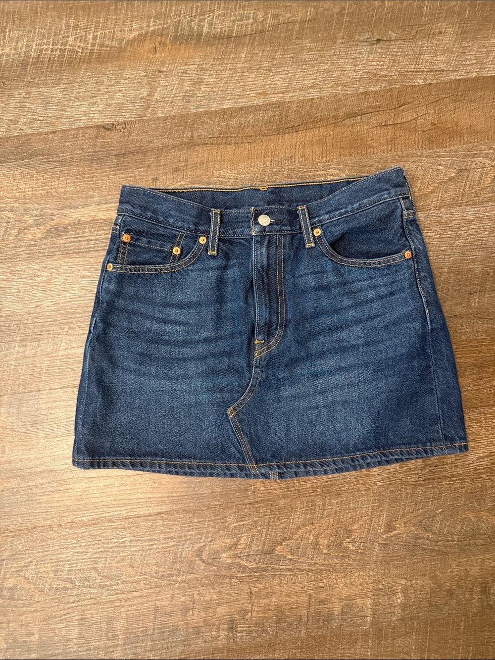 Levi's Indigo Denim Mini Skirt with Contrast Stitching